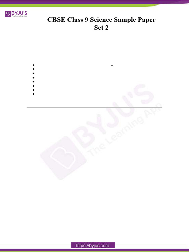 Class 9 Science Sample Paper Set 2 | PDF | Gases | Acceleration