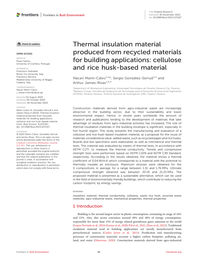 Rice Husk Insulation Thermal Conductivity | PDF | Strength Of Materials ...