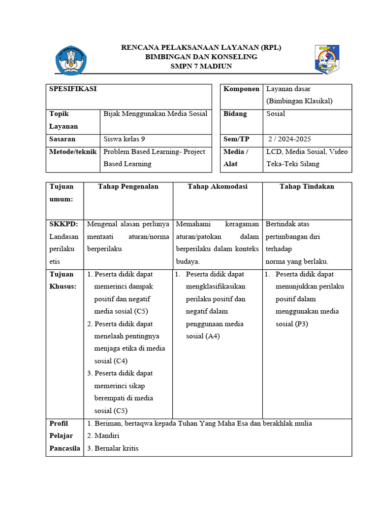 RPL Etika Media Sosial untuk Siswa | PDF