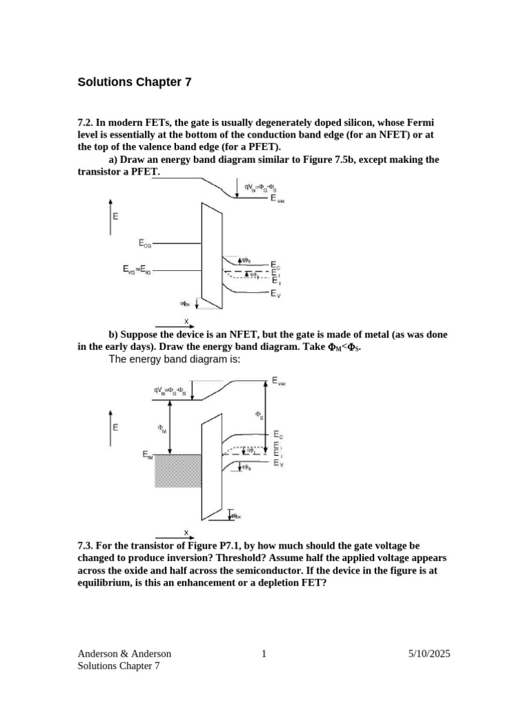 NFET and PFET Energy Band Diagrams | PDF | Field Effect Transistor | Mosfet