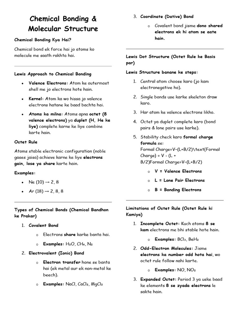 Chemical Bonding & Molecular Structure | PDF | Chemical Bond | Covalent ...