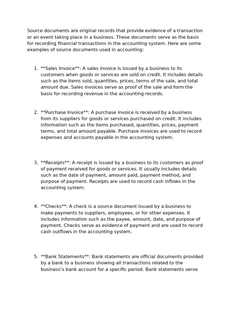 Types of Source Documents in Accounting | PDF | Payments | Cheque