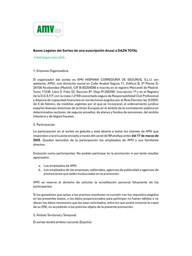 Sorteo DAZN TOTAL: Bases Legales AMV | PDF | Privacidad | Justicia