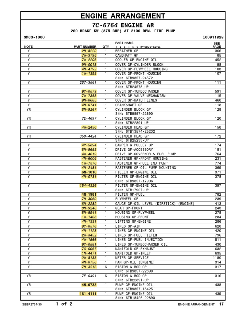 Engine Arrangement - 3406C - 7C-6764 | PDF | Engine Technology ...