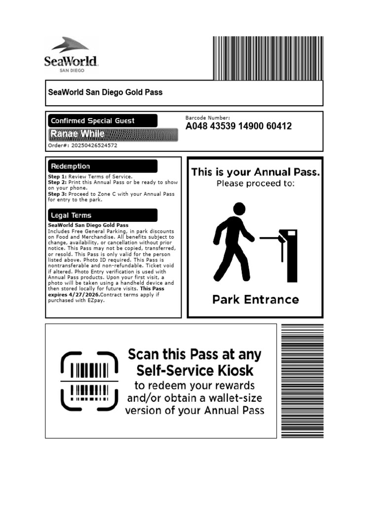 SeaWorld San Diego Gold Pass Details | PDF