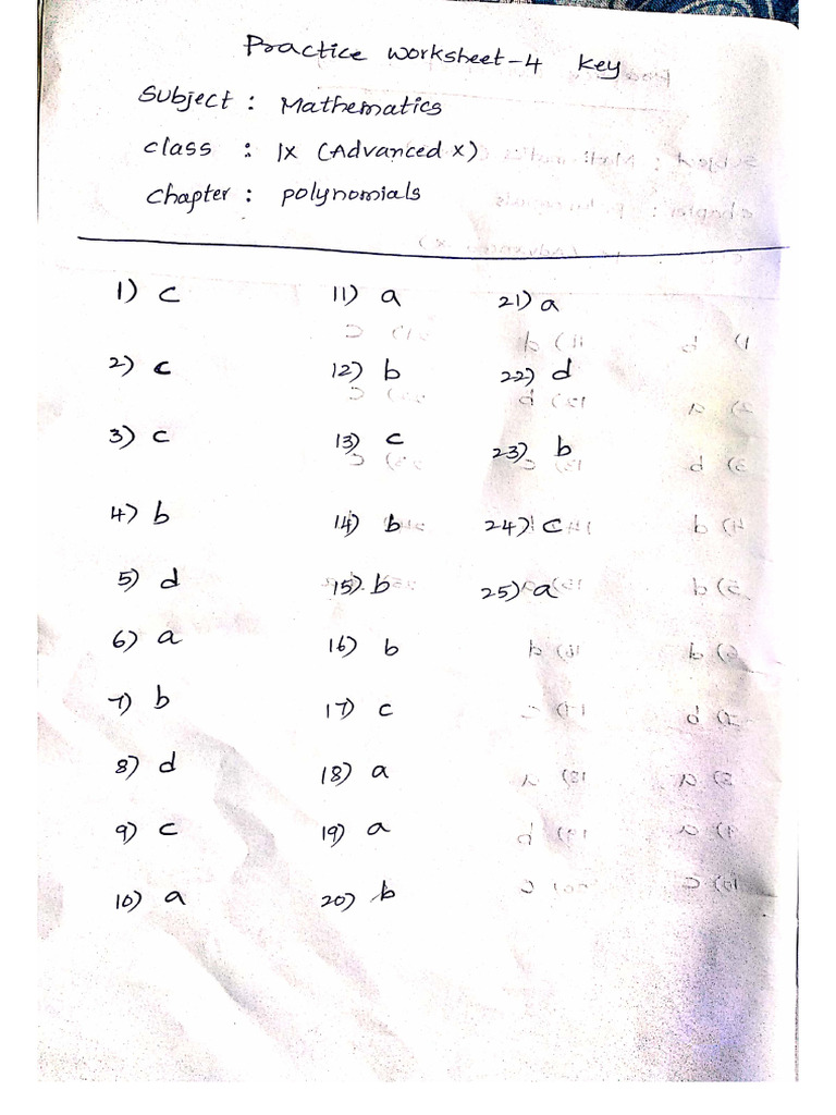 Practice Worksheet 4 Key Pdf