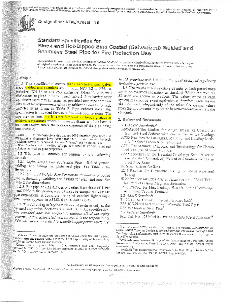 A795 A795M-13 Standard Specification For Black and Hot-Dipped Zinc ...