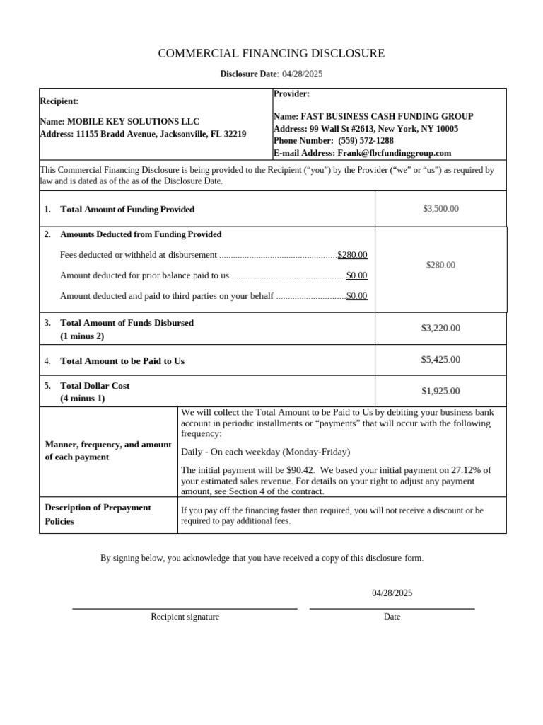 Mobile Key Solutions Funding Disclosure | PDF | Security Interest ...