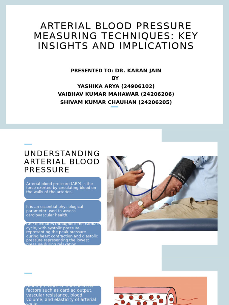 Arterial Blood Pressure Measuring Techniques | PDF | Blood Pressure ...