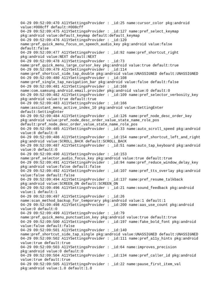 Android Accessibility Settings Log | PDF | Smart Devices | Thin Clients