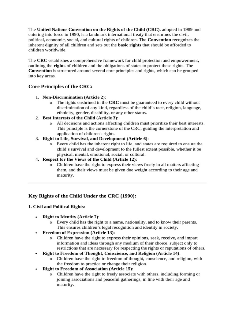 The United Nations Convention On The Rights of The Child | PDF ...