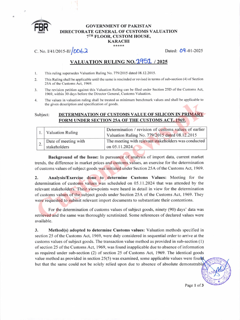 Valuation Ruling for Silicon Customs Values | PDF | Valuation (Finance ...