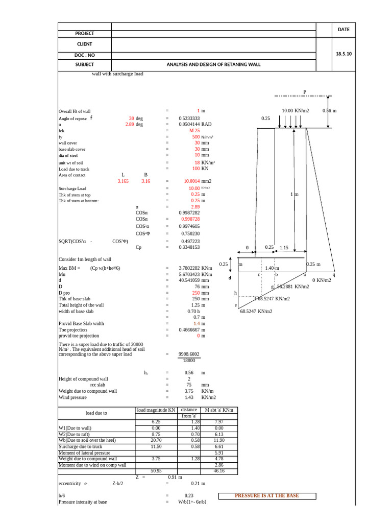 Cantilever Retaining Wall | PDF | Civil Engineering | Applied And ...