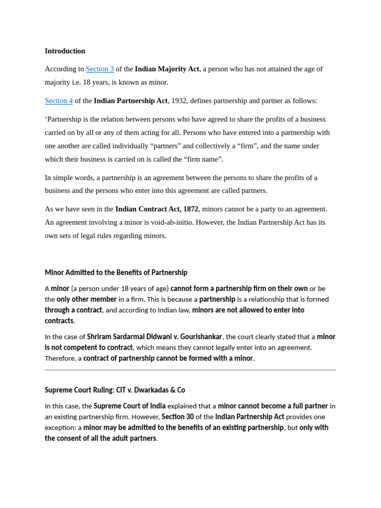 Minor Rights Liablities in Partner | PDF | Partnership | Legal Liability