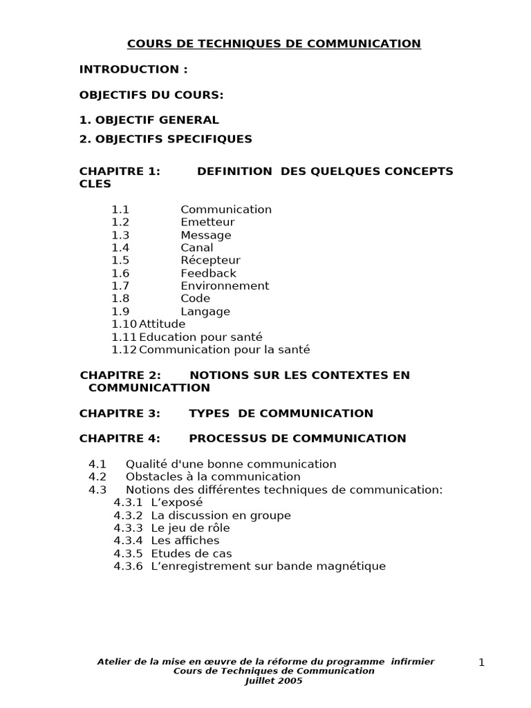 Cours de Techniques de Communication | PDF | la communication ...