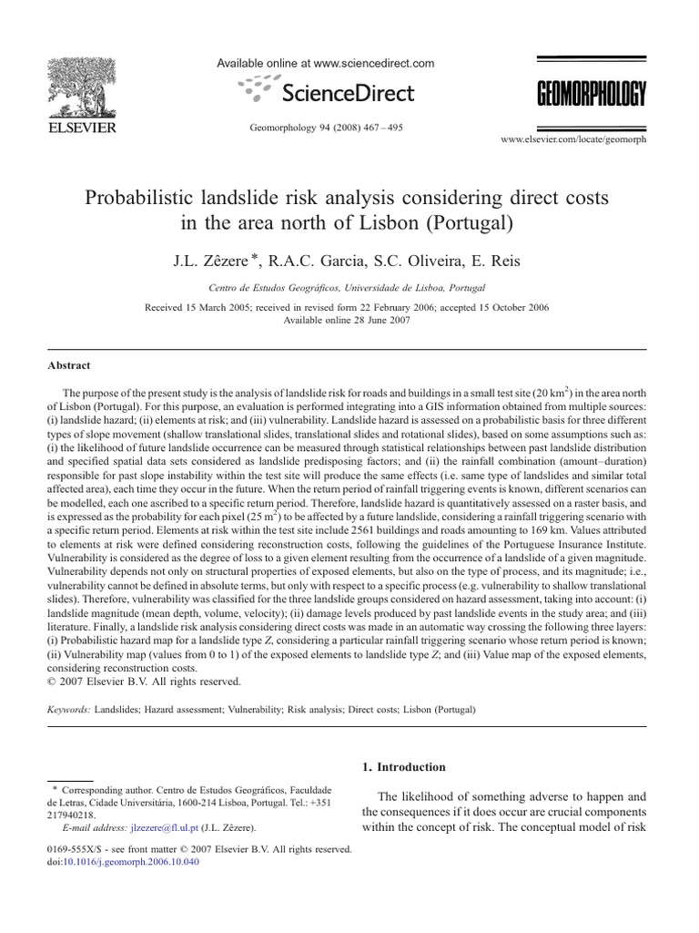 Landslide Risk Analysis North of Lisbon | PDF | Landslide | Risk
