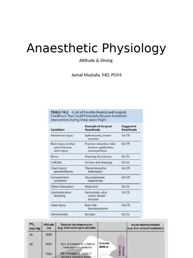 High Altitude Physiology and Anaesthesia | PDF | Underwater Diving ...