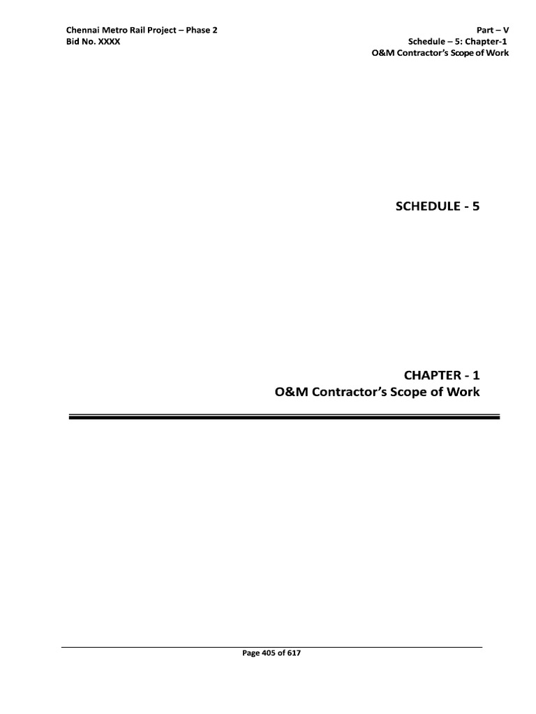 Part V - Schedule 5 - Chapter 1 - OnM Contractor Scope of Work | PDF