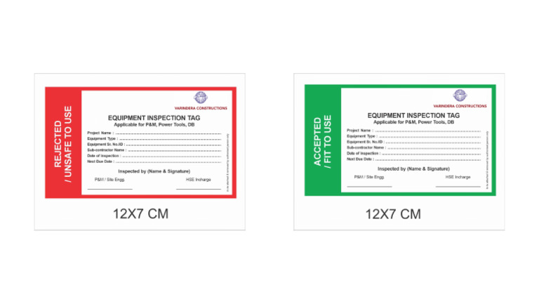 Equipment Inspection Tag 1 | PDF