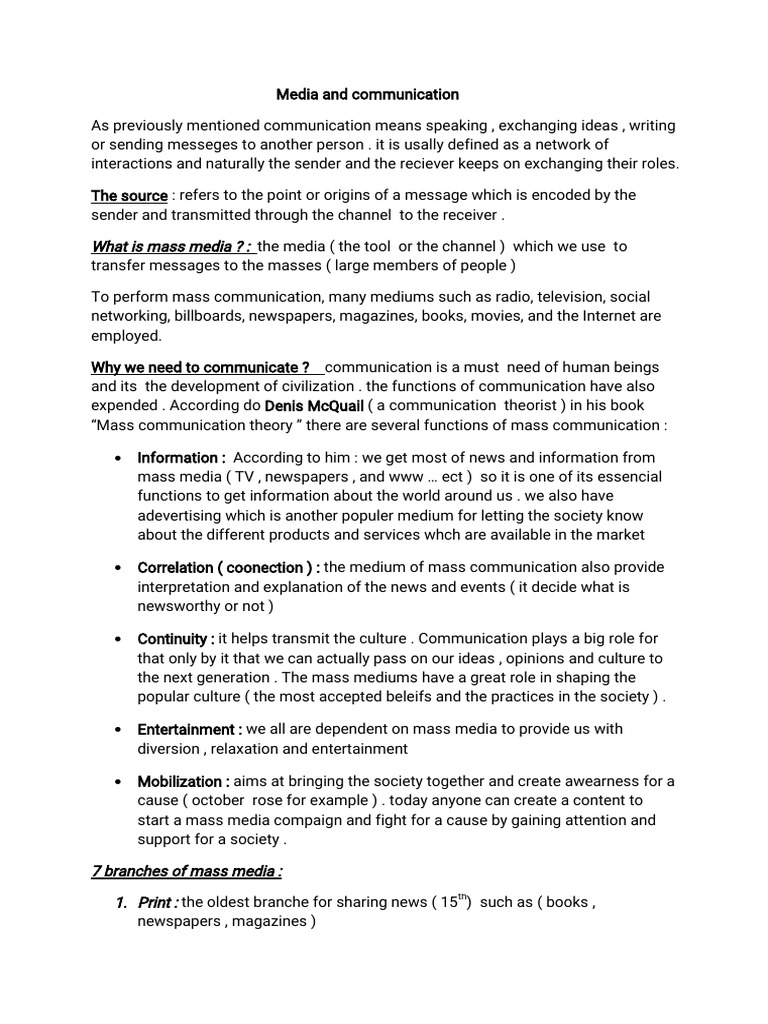 Understanding Mass Media and Communication | PDF