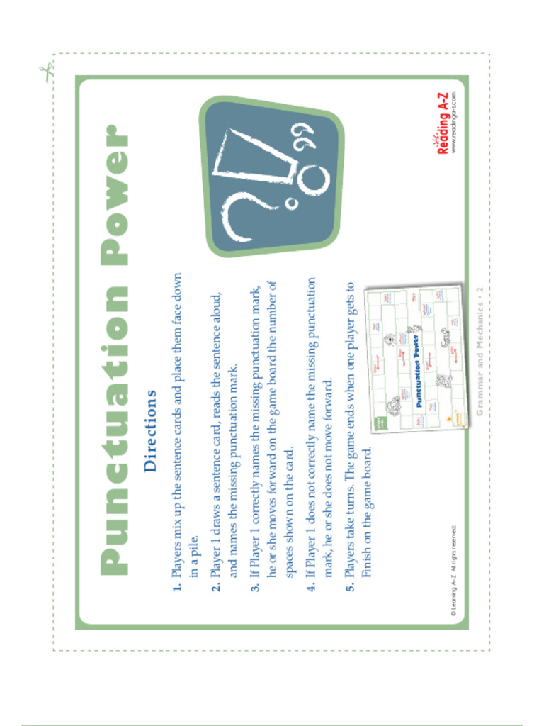 Punctuation Power Game Instructions | PDF
