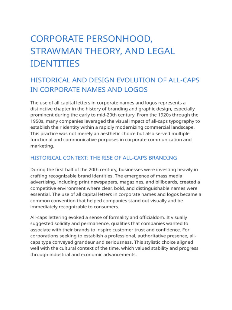 Corporate Personhood & Strawman Theory | PDF | Corporations | Uniform ...