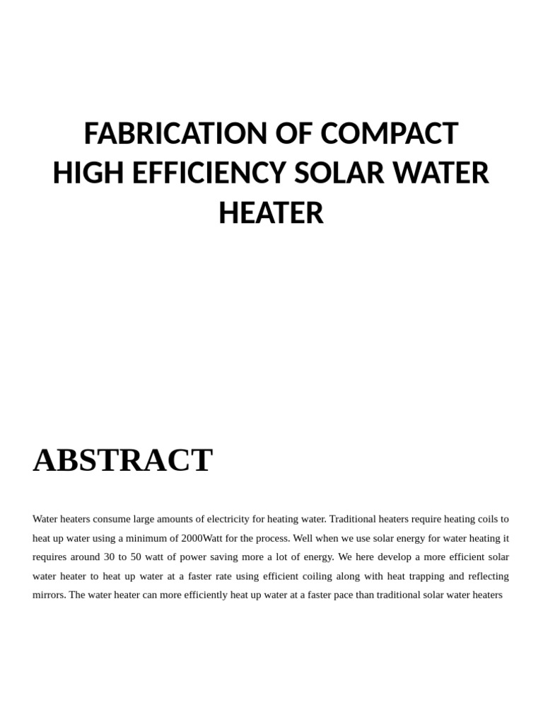 Batch 7 Fabrication of Compact High Efficiency Solar Water Heater | PDF ...