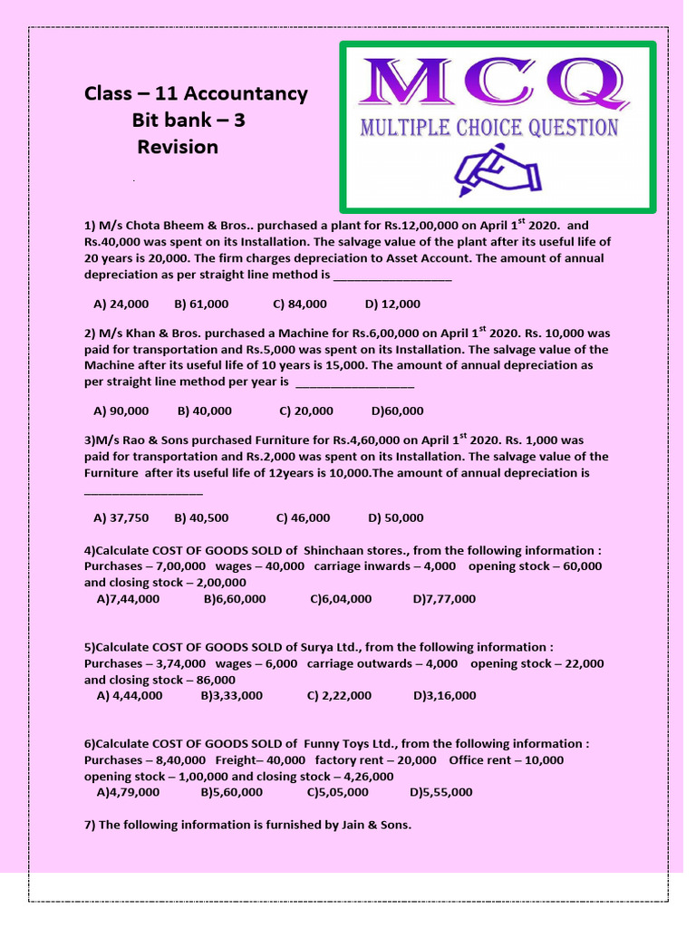 Rev Paper - Mcqs 2 | PDF | Depreciation | Economies