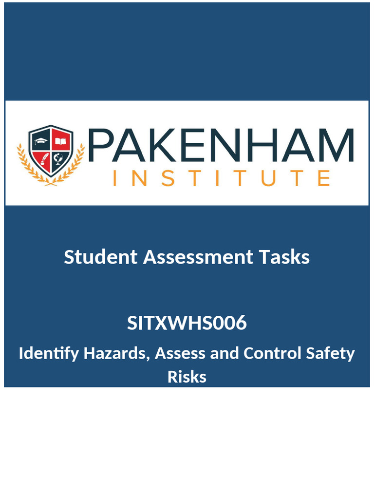 SITXWHS006 Safety Risk Assessment Guide | PDF | Risk | Occupational ...