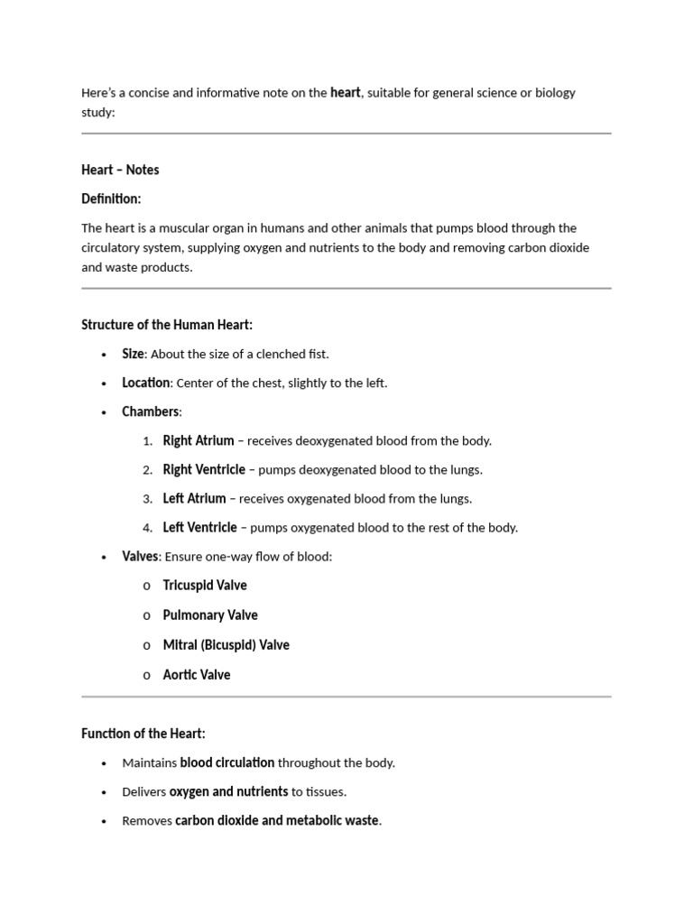 Note On Heart | PDF