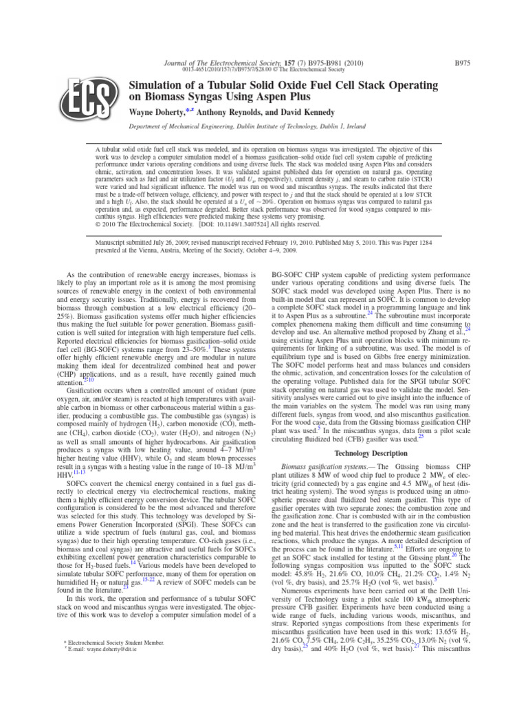 Simulation of A Tubular Solid Oxide Fuel Cell Stack Operating | PDF ...