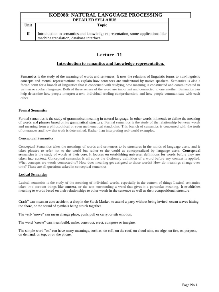 NLP Unit 2 Lec11 12 13 14 15 | PDF | Semantics | Word