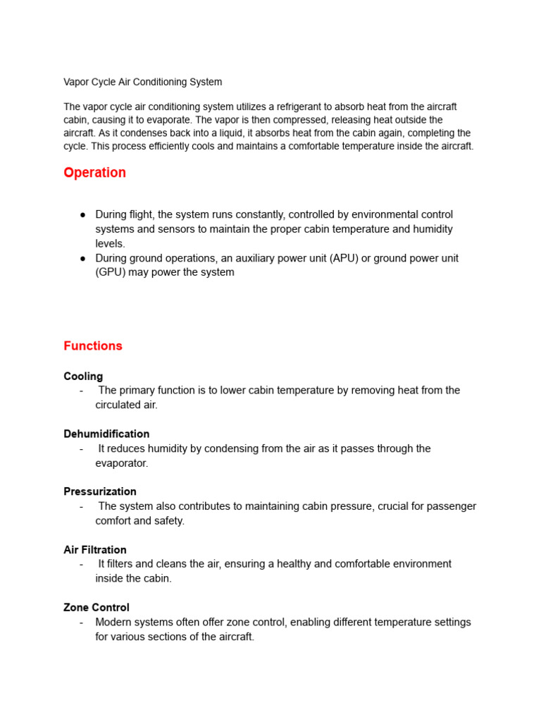 Aircraft Vapor Cycle AC System Overview | PDF | Air Conditioning ...