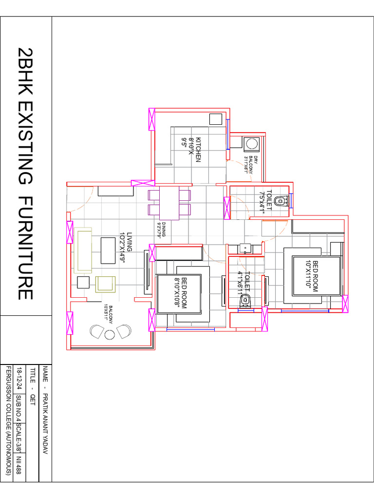 2BHK Floor Plan with Dimensions | PDF