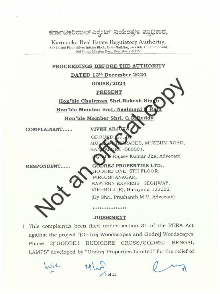RERA Complaint Against Godrej Properties | PDF | Business