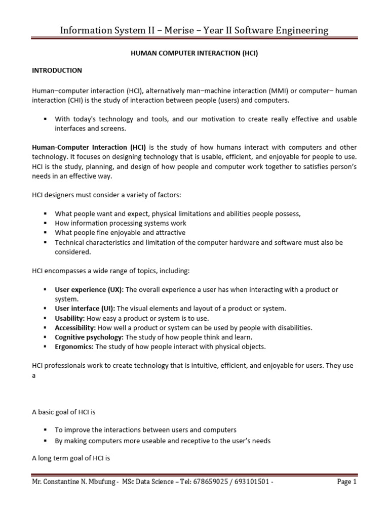 Human-Computer Interaction Overview | PDF | Usability | Human–Computer ...