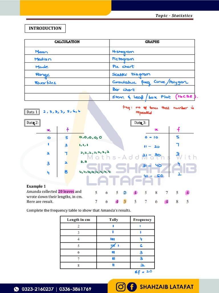 Topic 27A - Stats (Calculation) | PDF