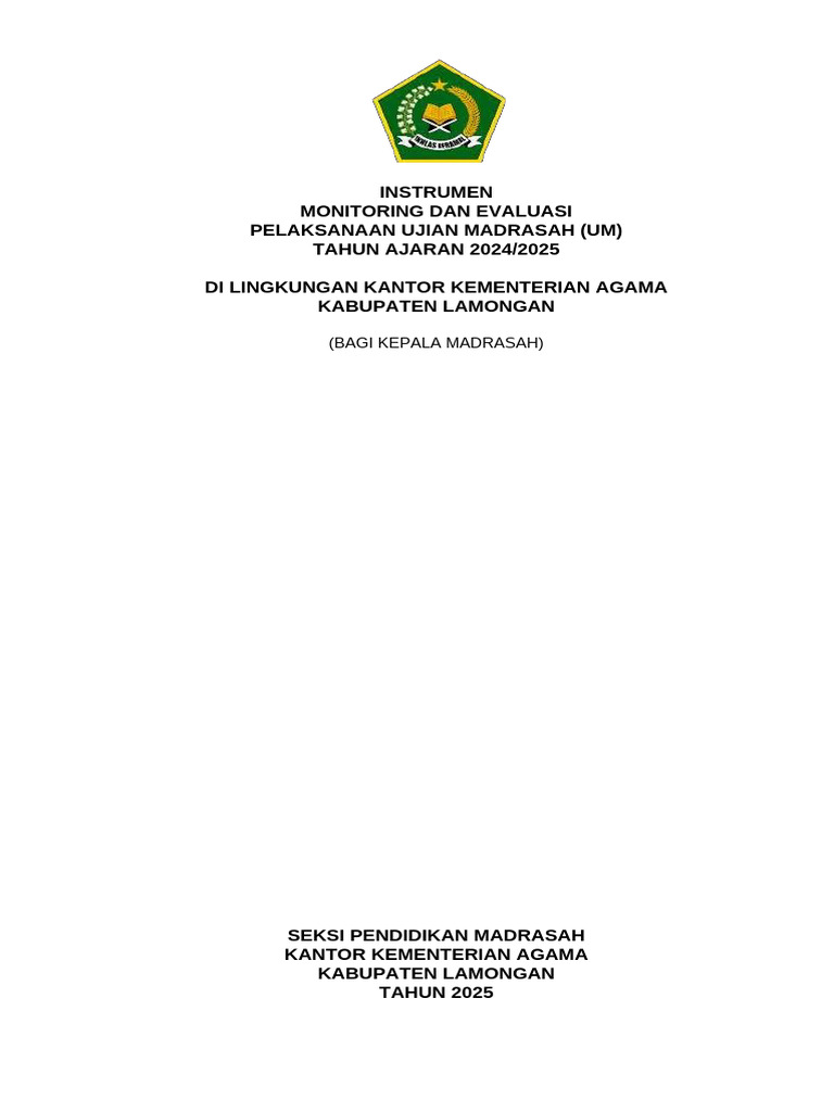 Instrumen Monev UM 2025_Kamad | PDF