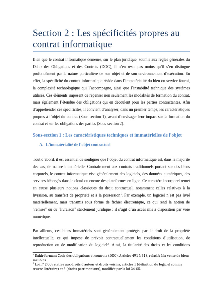 Spécificités du contrat informatique | PDF | Informatique | Logiciel