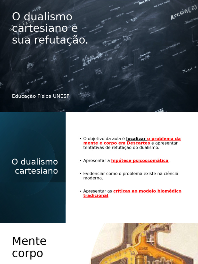 AULA 3 EDF O Dualismo Cartesiano e Sua Refutação Psicossomática II ...
