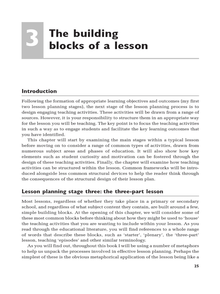 Lesson Planning Key Concepts and Skills For Teache... - (3 The Building ...