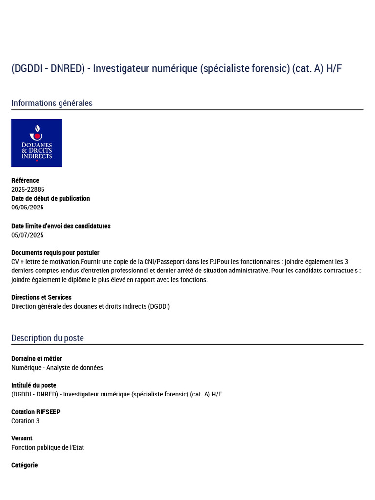 Investigateur Numérique Forensic H/F | PDF