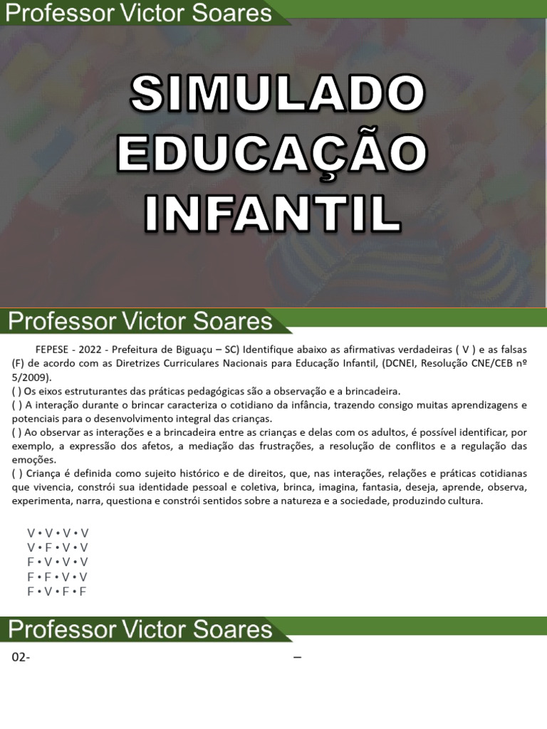 Simulado para Educação Infantil | PDF | Pré-escola | Pedagogia