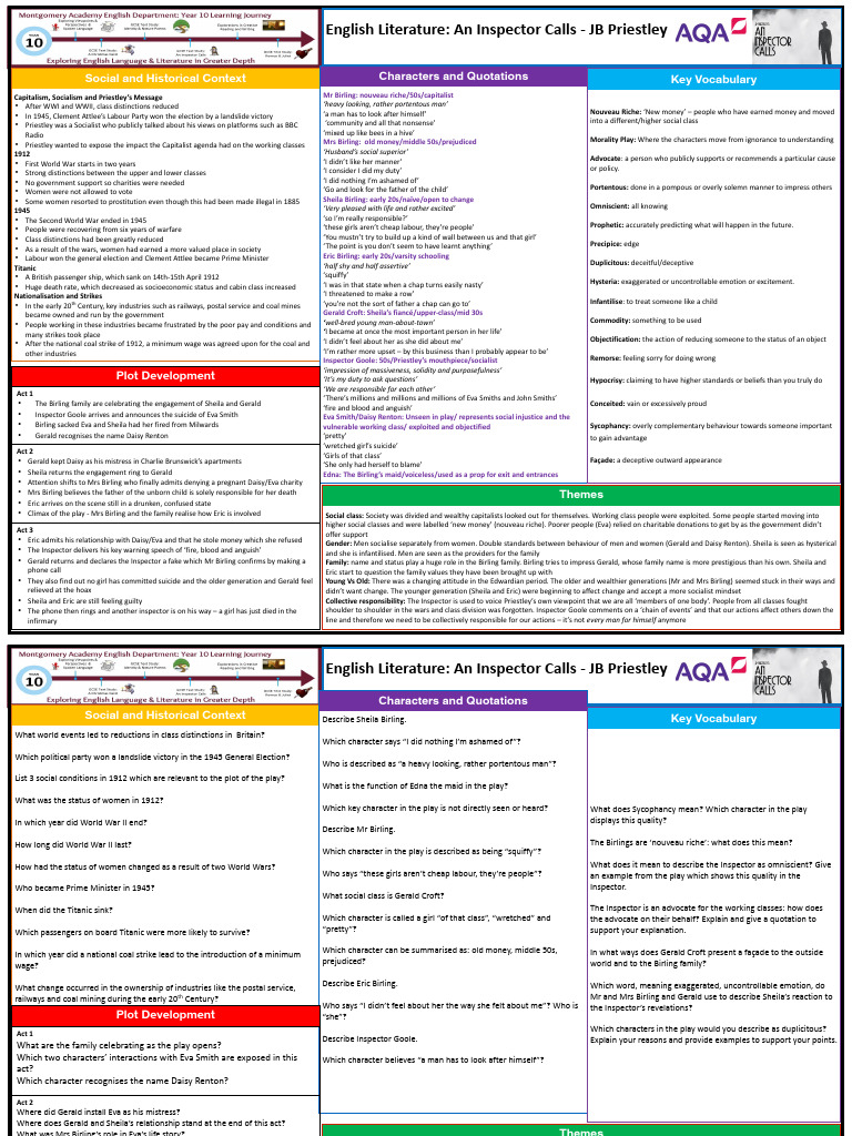 Context and Themes in An Inspector Calls | PDF