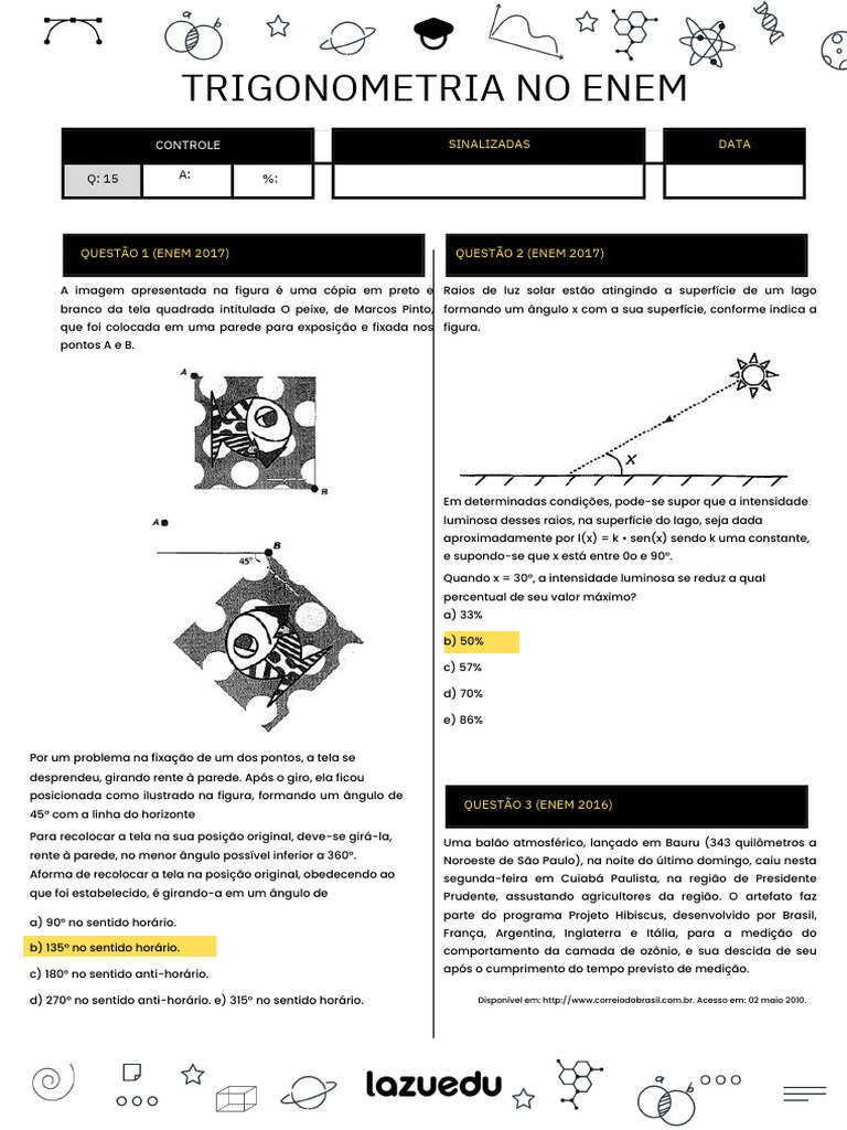 Trigonometria no ENEM: Questões e Respostas | PDF | Tempo