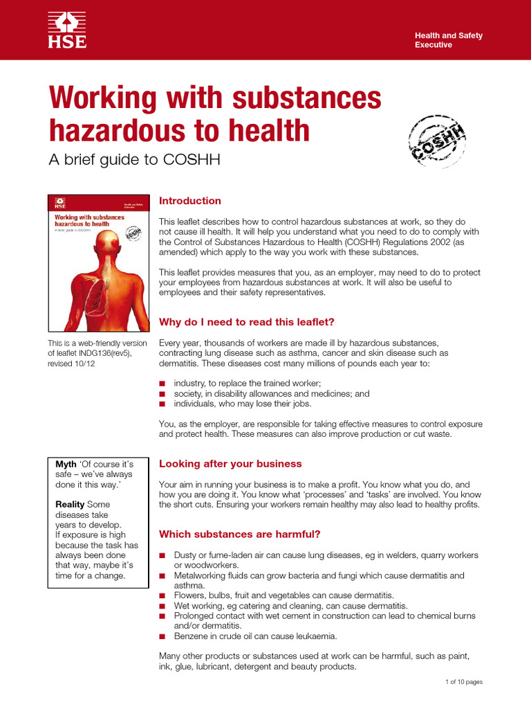 COSHH Regulations: A Brief Guide | PDF | Personal Protective Equipment ...