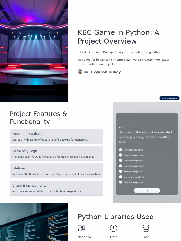 KBC Game in Python A Project Overview | PDF | Python (Programming ...