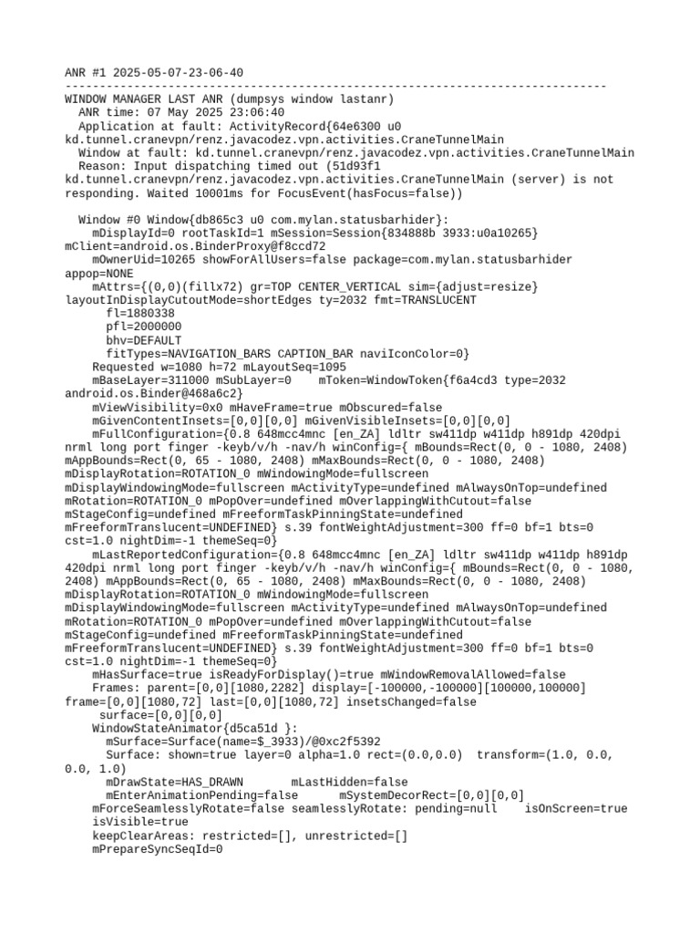 ANR Report for CraneVPN App | PDF | Mobile Software | Thin Clients