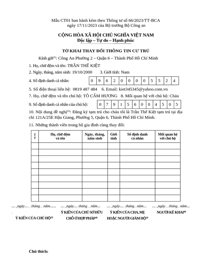 Mẫu CT01 - 66 | PDF