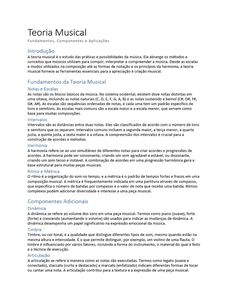 Fundamentos da Teoria Musical | PDF | Acorde (música) | Harmonia